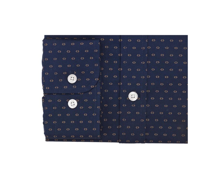 Navy printed shirt with cognac pattern - LÉONCE