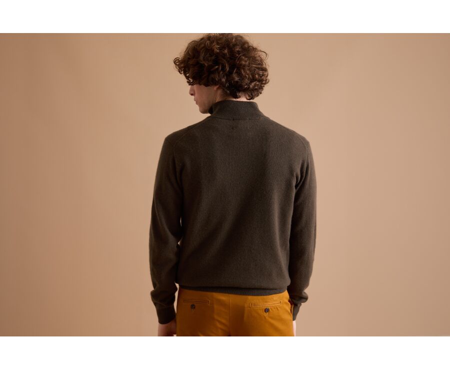 Khaki half-zip wool jumper - KEITHY