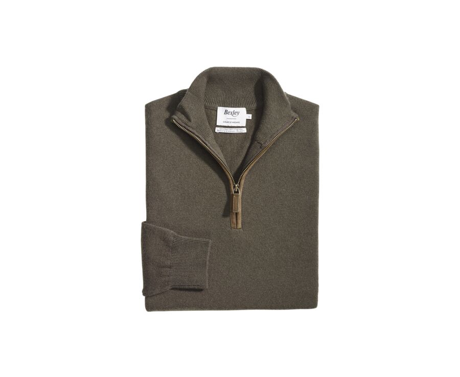 Khaki half-zip wool jumper - KEITHY