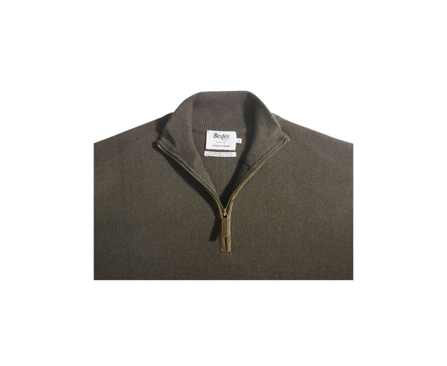Khaki half-zip wool jumper - KEITHY