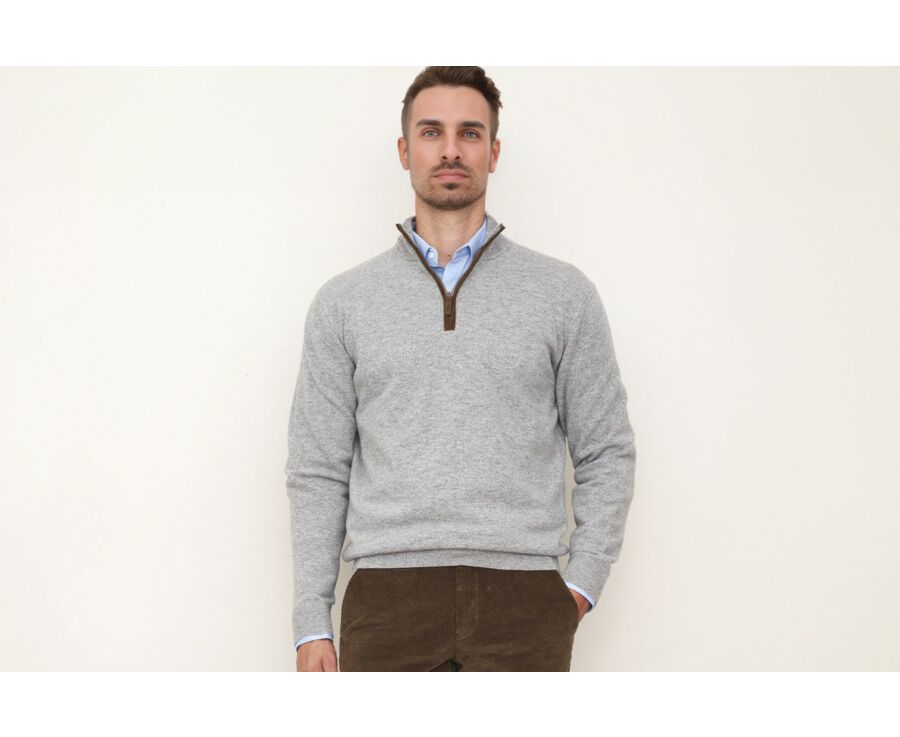 Grey Melange half-zip wool jumper - KEITHY