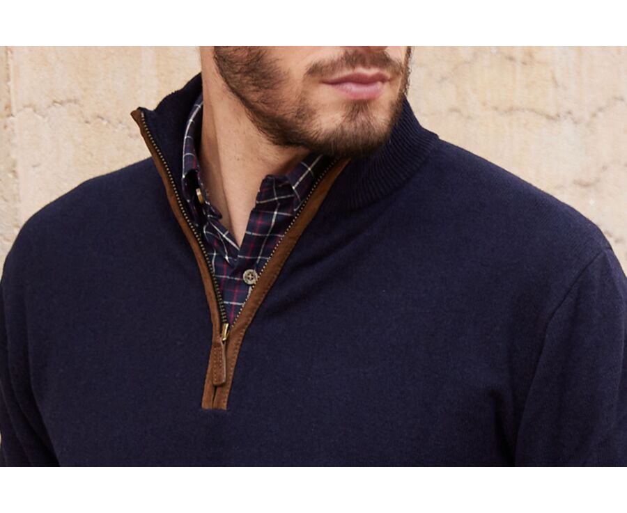 Navy half-zip wool jumper - KEITHY
