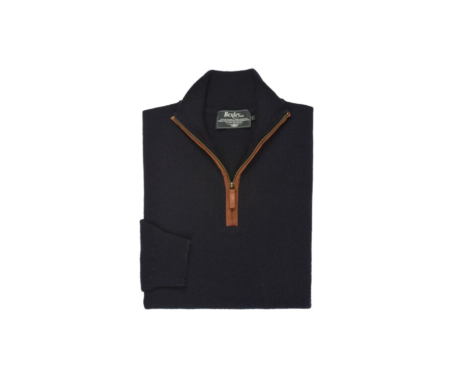 Navy half-zip wool jumper - KEITHY