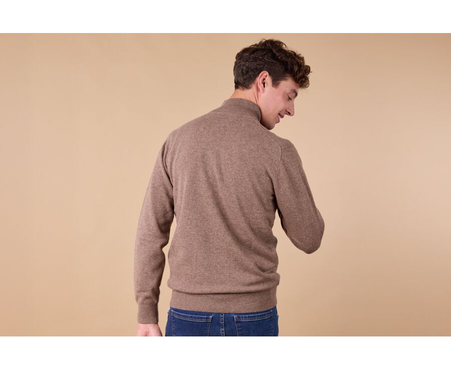 Brown Melange half-zip wool pullover - KEITHY