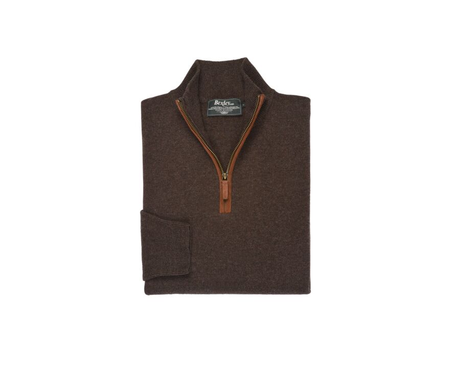 Dark Chocolate half-zip wool jumper - KEITHY