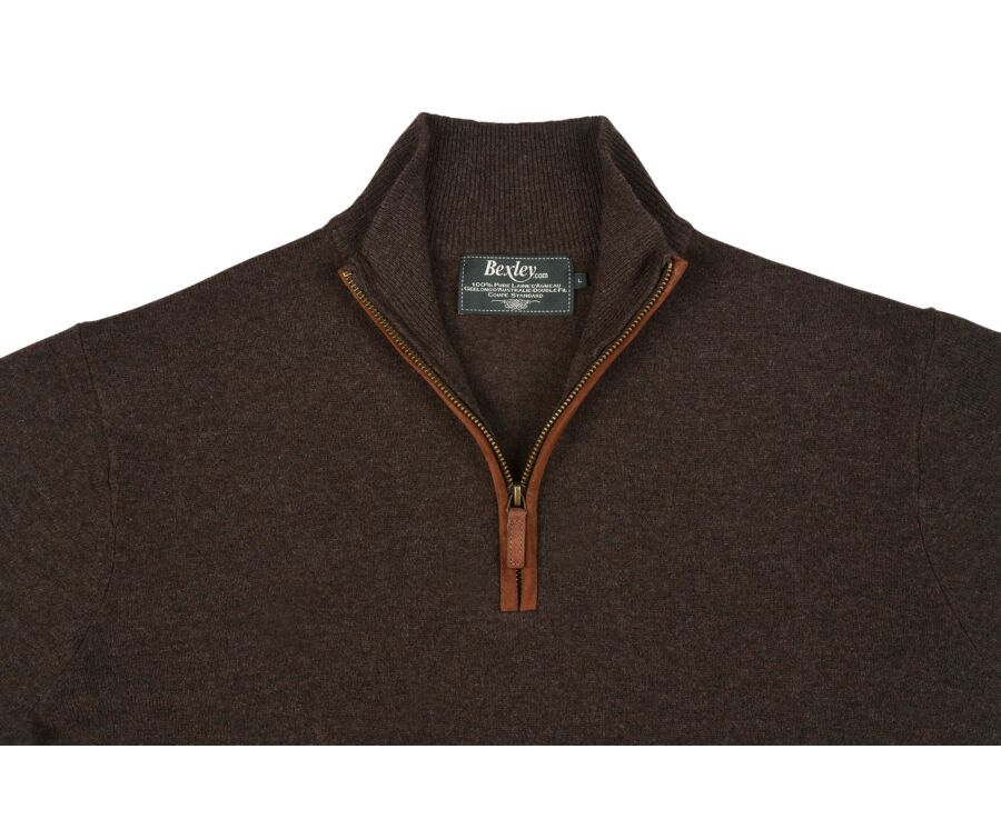 Dark Chocolate half-zip wool jumper - KEITHY