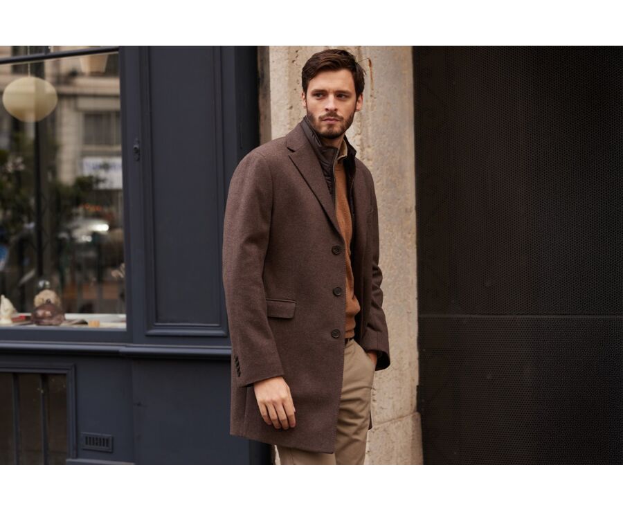 Chocolate Men's wool/cashmere coat - HONORÉ II