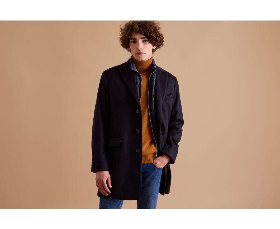 Navy Men's winter wool/cashmere coat - HONORÉ II