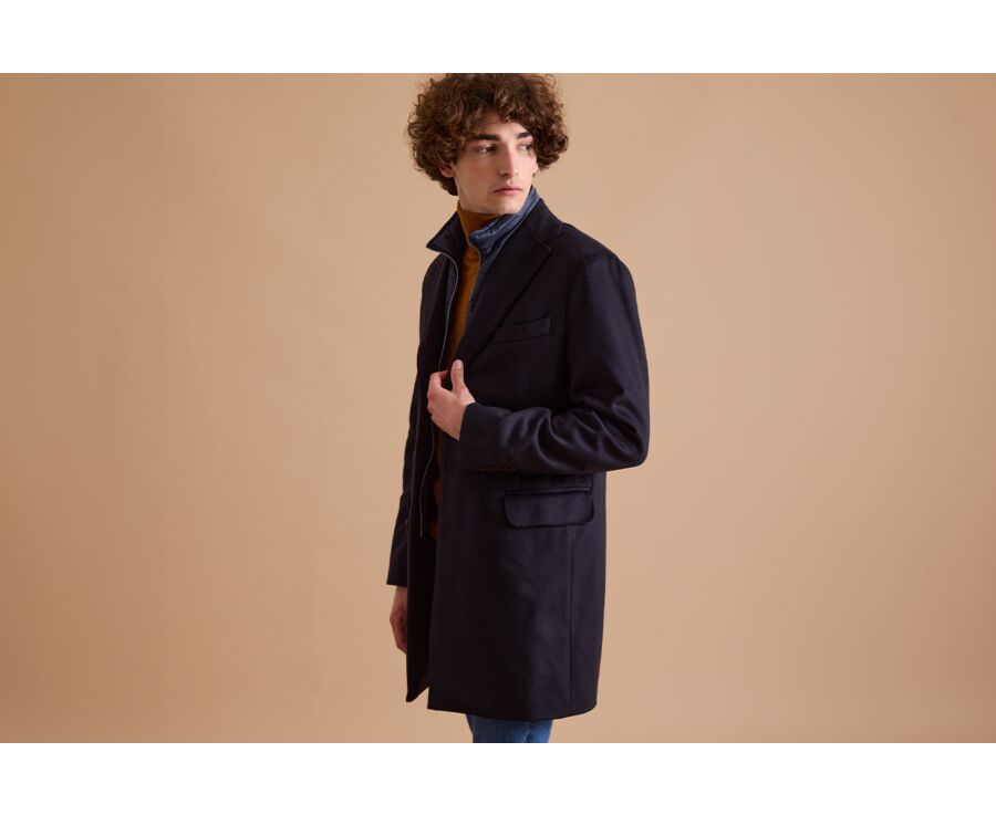 Navy Men's winter wool/cashmere coat - HONORÉ II