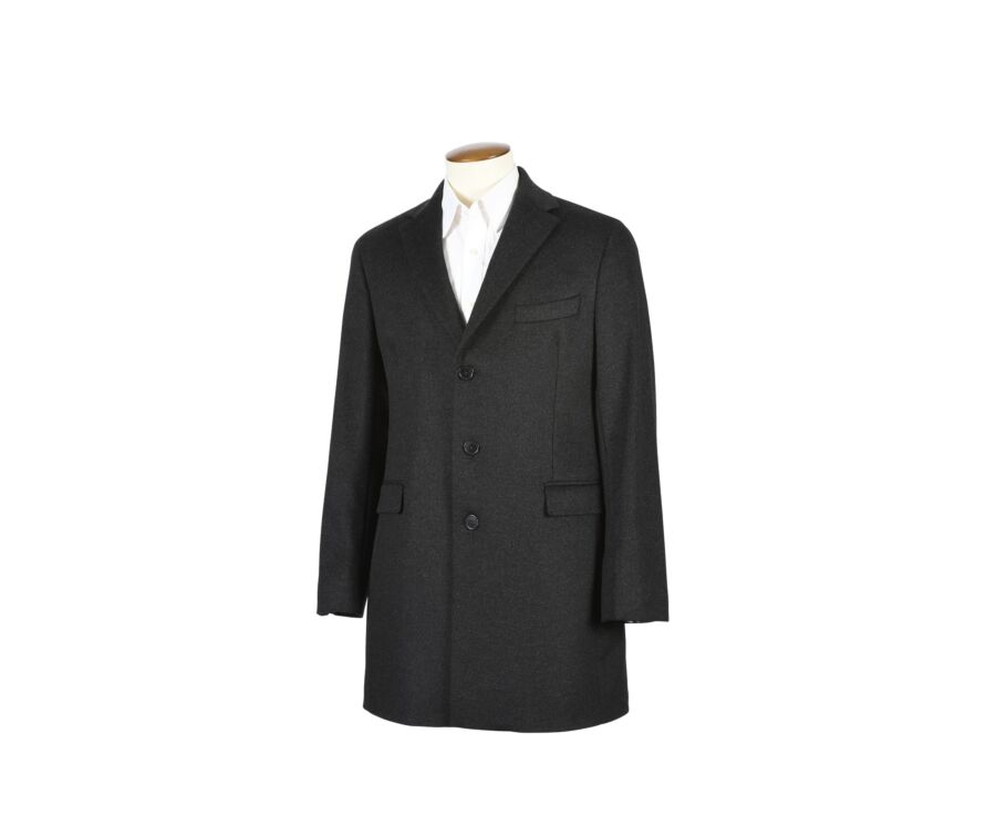 Anthracite Men's winter wool/cashmere overcoat - HONORÉ II