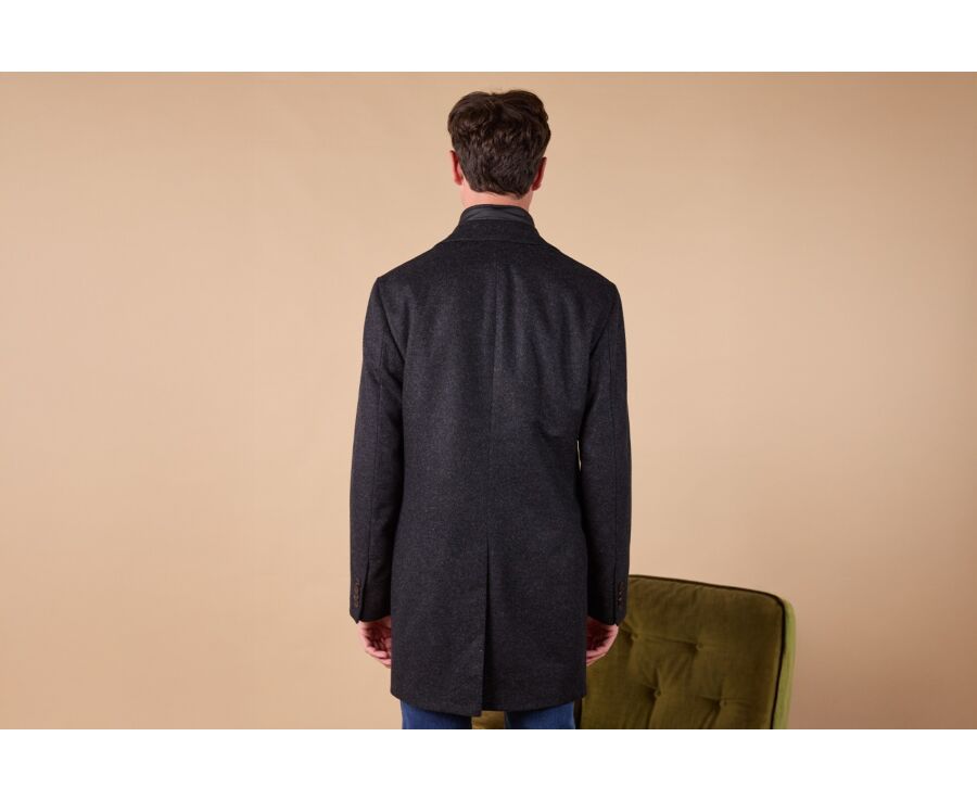 Anthracite Men's winter wool/cashmere overcoat - HONORÉ II