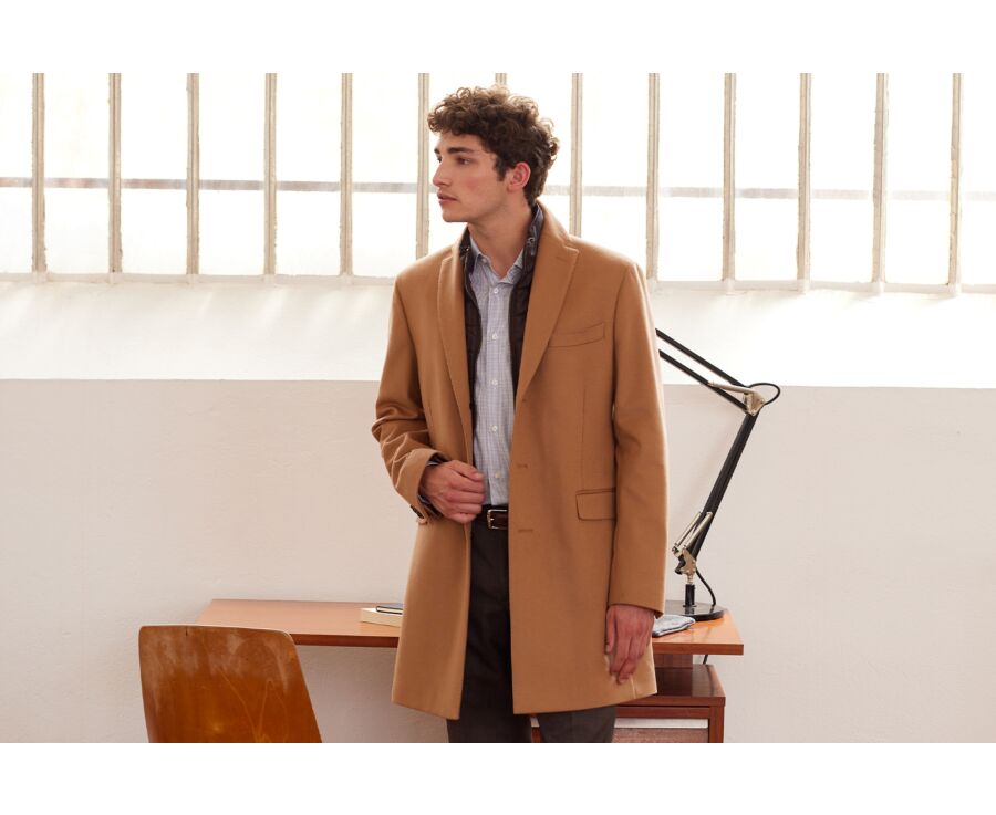 Camel Men's wool/cashmere coat - HONORÉ II