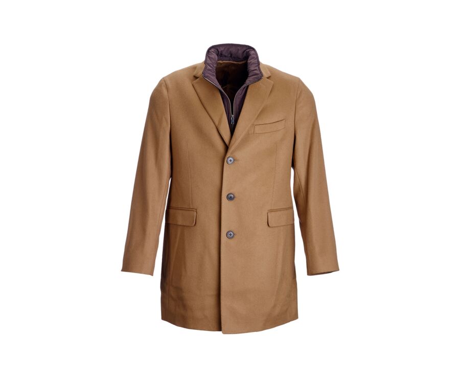 Dark Camel Men's wool/cashmere coat - HONORÉ II