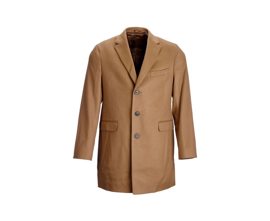 Dark Camel Men's wool/cashmere coat - HONORÉ II