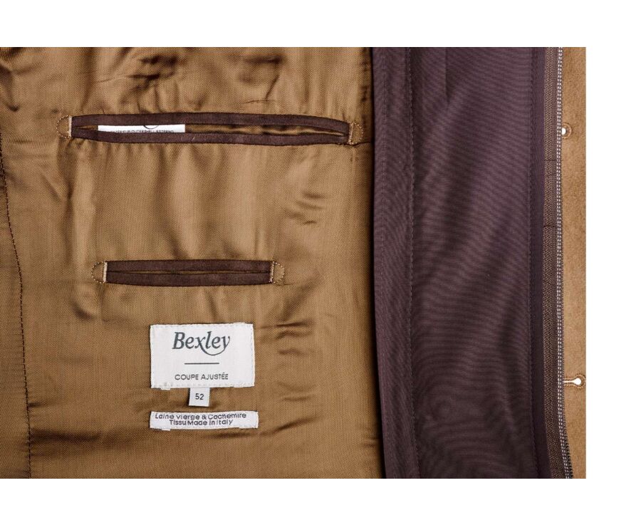 Dark Camel Men's wool/cashmere coat - HONORÉ II