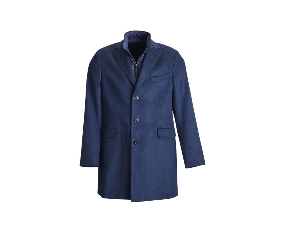 Dark Blue Herringbone Men's wool/cashmere coat - HONORÉ II