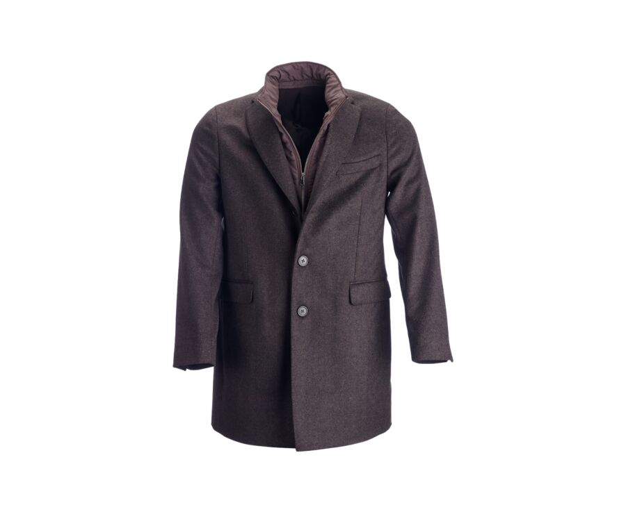 Chocolate Herringbone Men's wool/cashmere coat - HONORÉ II