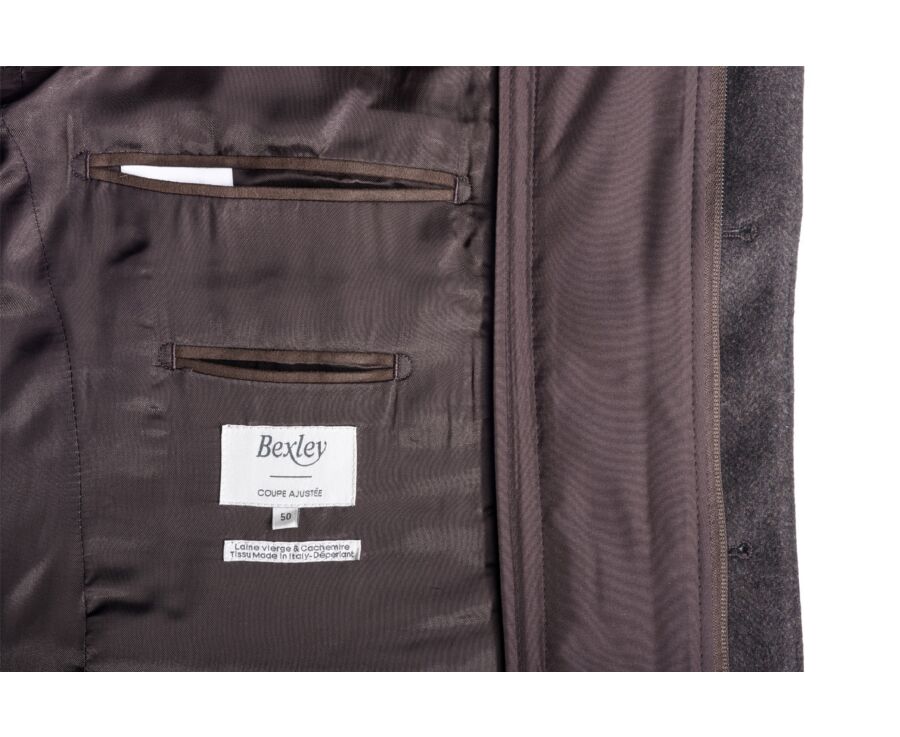 Chocolate Herringbone Men's wool/cashmere coat - HONORÉ II