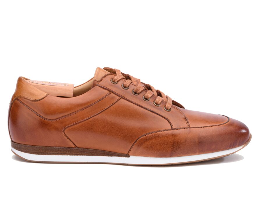 Patina Chestnut Men s leather Trainers Belbara Bexley