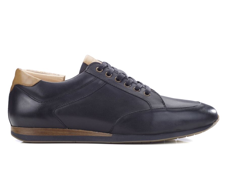 Black Men's Leather Trainers - BELBARA