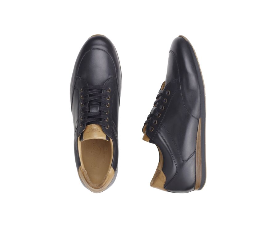Black Men's Leather Trainers - BELBARA