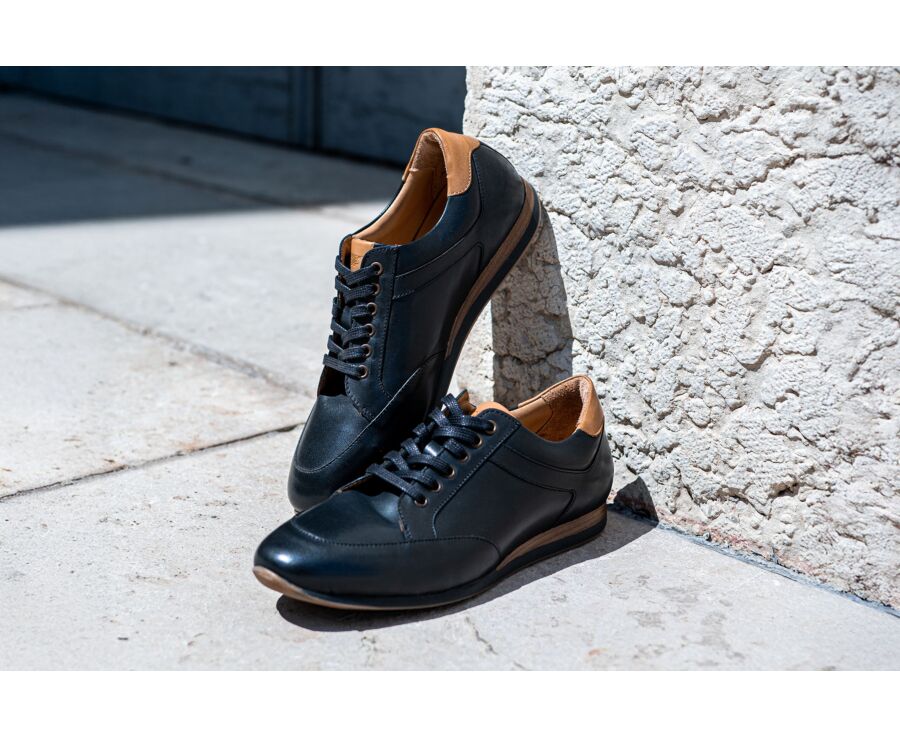 Black Men's Leather Trainers - BELBARA