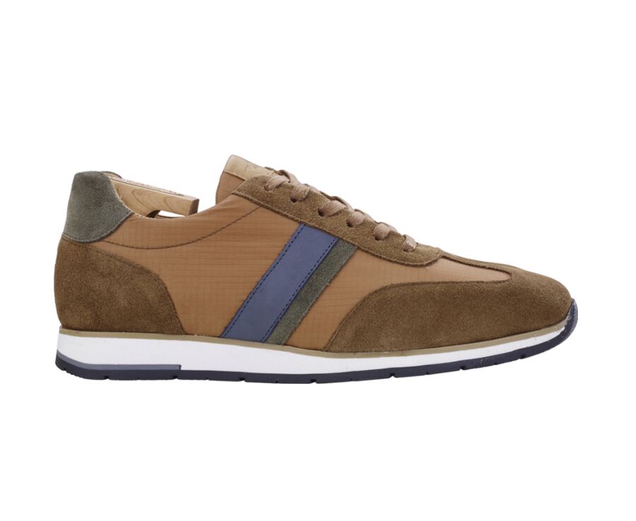 Cognac suede and Green Men's Trainers - MELINGA