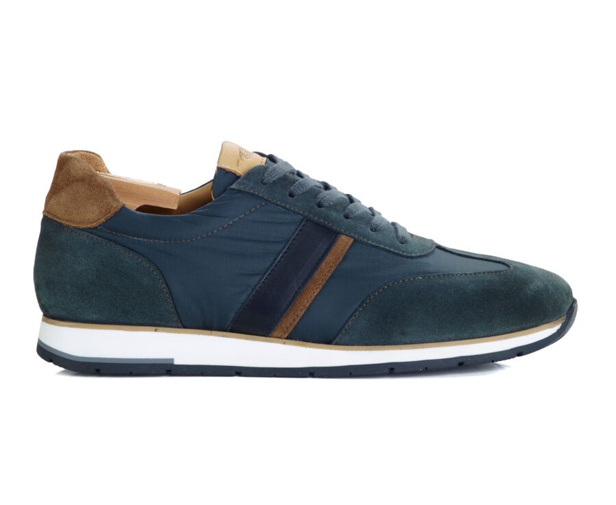 Green Velvet and Chamois Men's Trainers - MELINGA