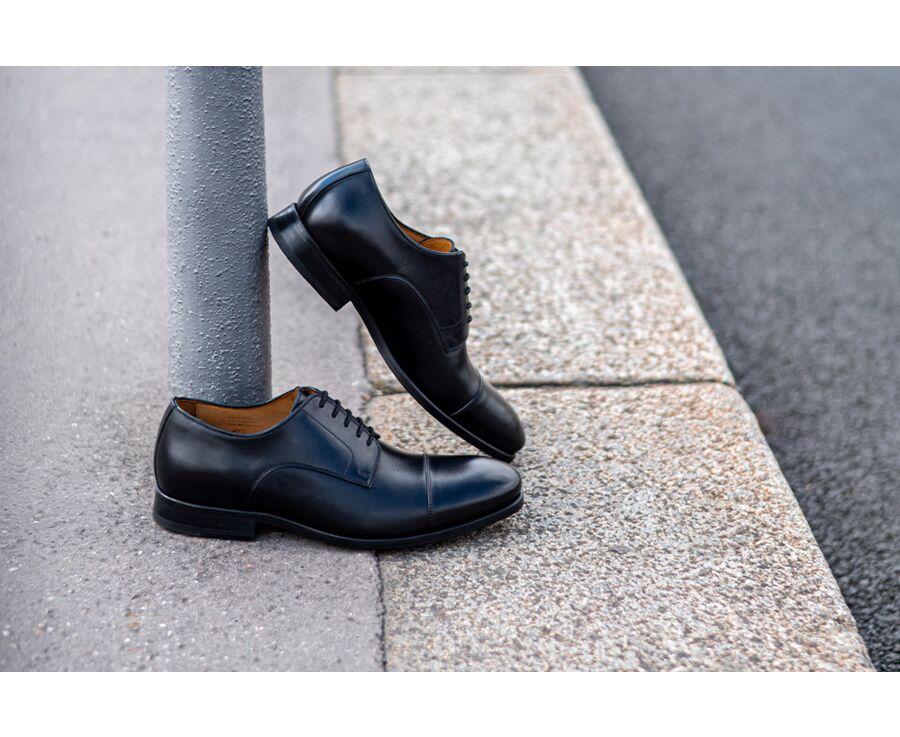 Black Derby Shoes - Leather outsole - GILWELL