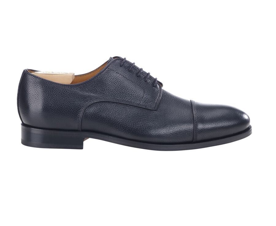 Black Grained Leather Derby Shoes - Leather outsole - GILWELL