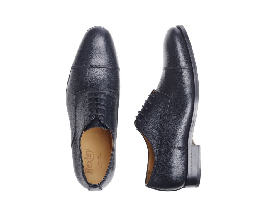 Black Grained Leather Derby Shoes - Leather outsole - GILWELL