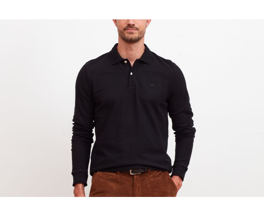 Black Men's long sleeve polo shirt - ANDY II ML