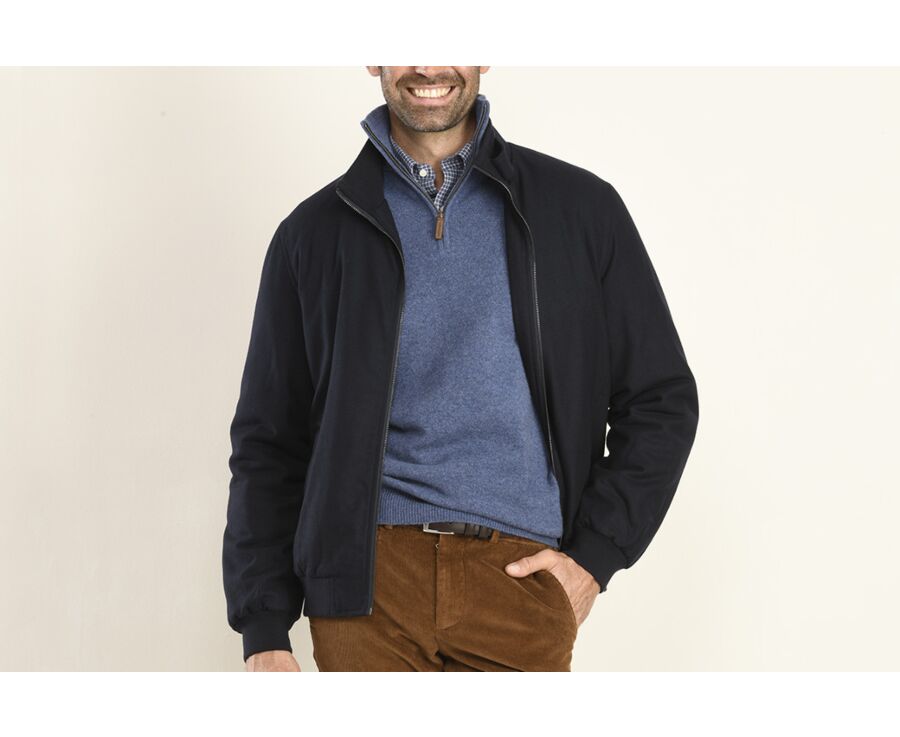 Men's Navy Wool Winter Jacket - CORBYN