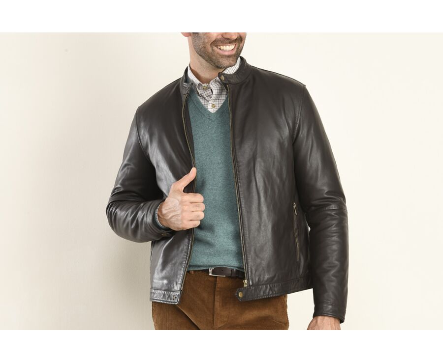 Chocolate Leather Jacket - CARTER