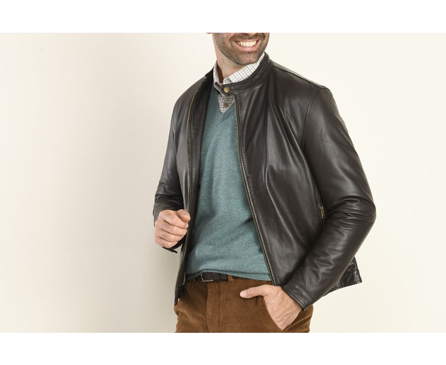 Chocolate Leather Jacket - CARTER