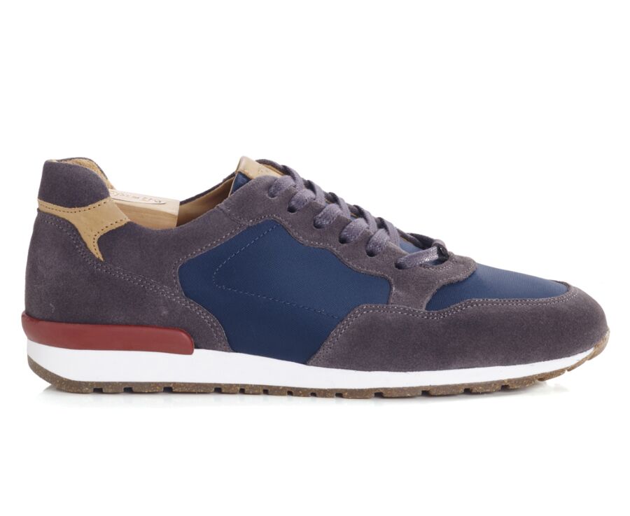 Grey Suede & Khaki Leather Trainers - CANBERRA II