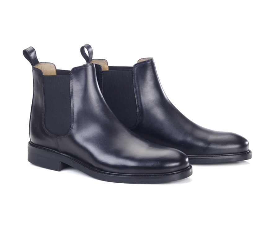 Black Leather Chelsea Boots - FANGLER GOMME CITY