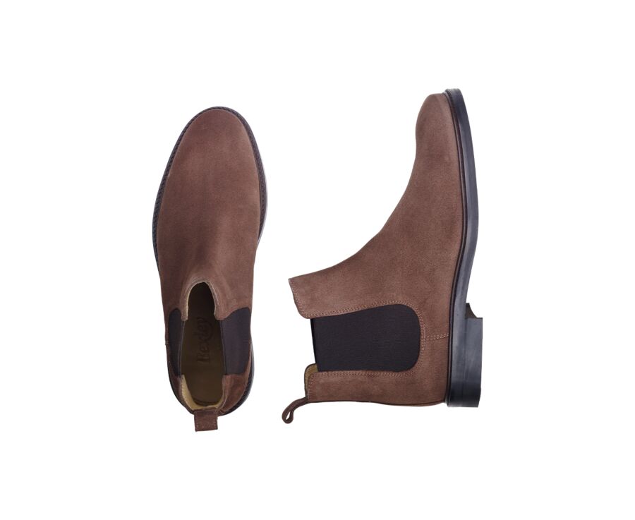 Bitter Chocolate Suede Chelsea Boots - FANGLER GOMME CITY II