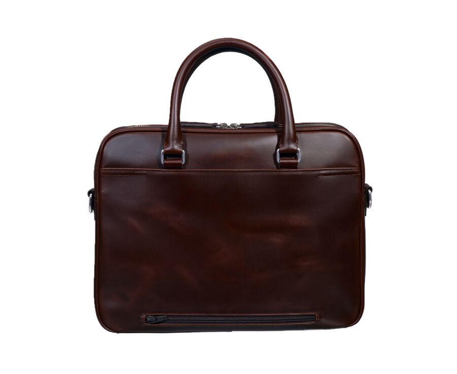 Chocolate Men's leather satchel with shoulder strap - KARLINGTON