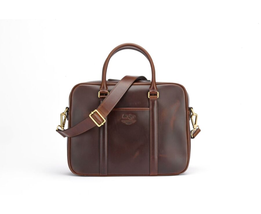Chocolate Men's leather satchel with shoulder strap