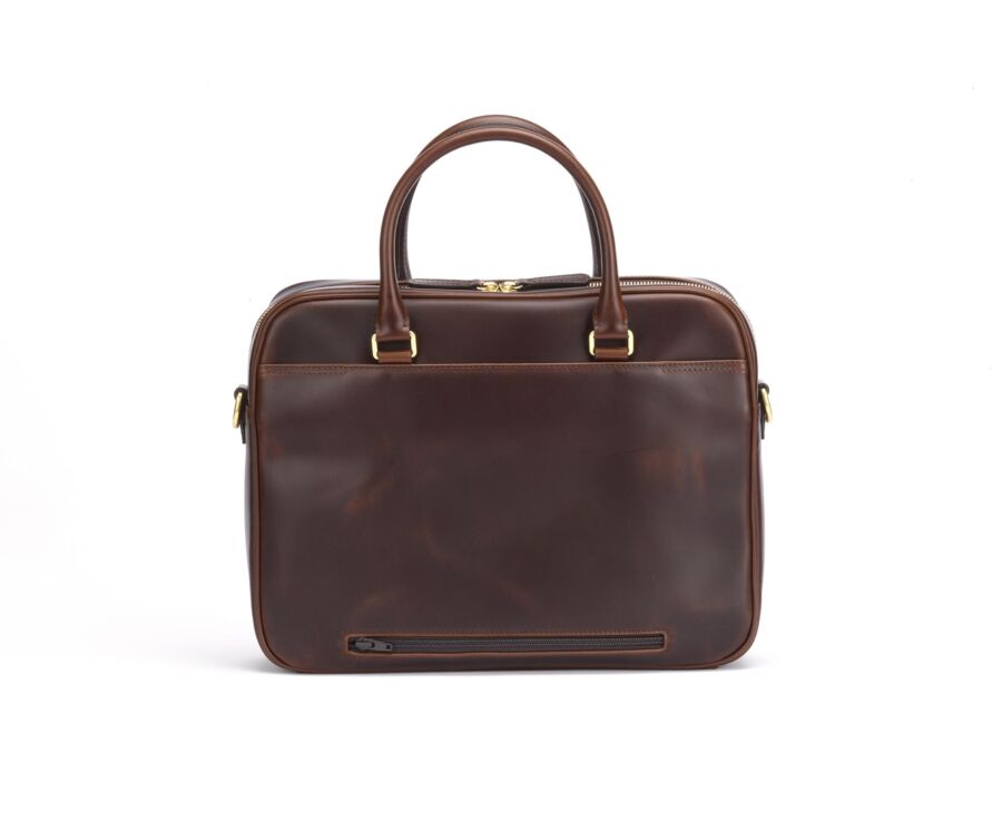 Chocolate Men's leather satchel with shoulder strap - KARLINGTON