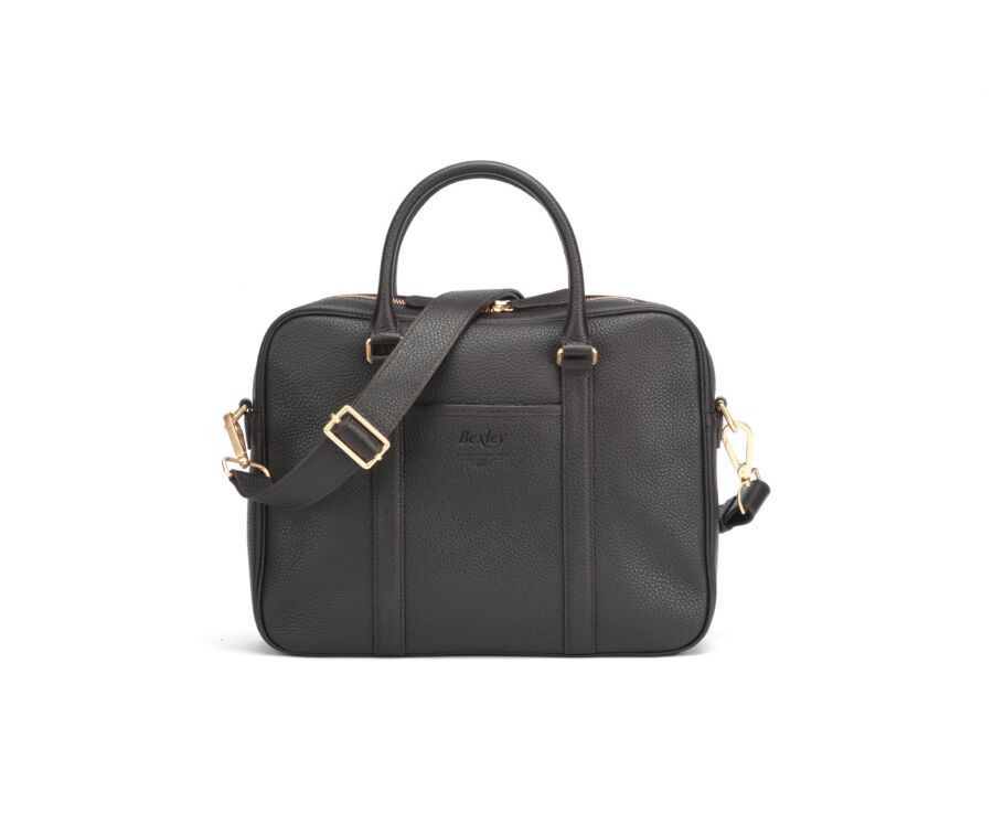 Chocolate Grained Men's leather satchel with shoulder strap - KARLINGTON