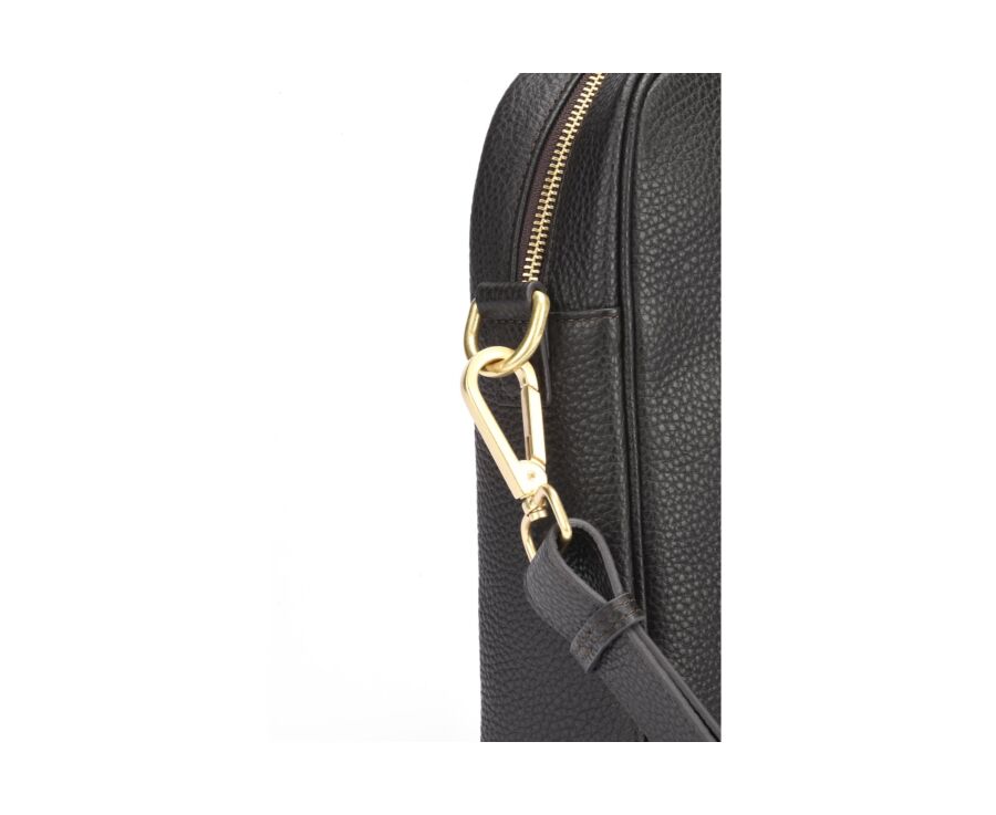 Chocolate Grained Men's leather satchel with shoulder strap - KARLINGTON