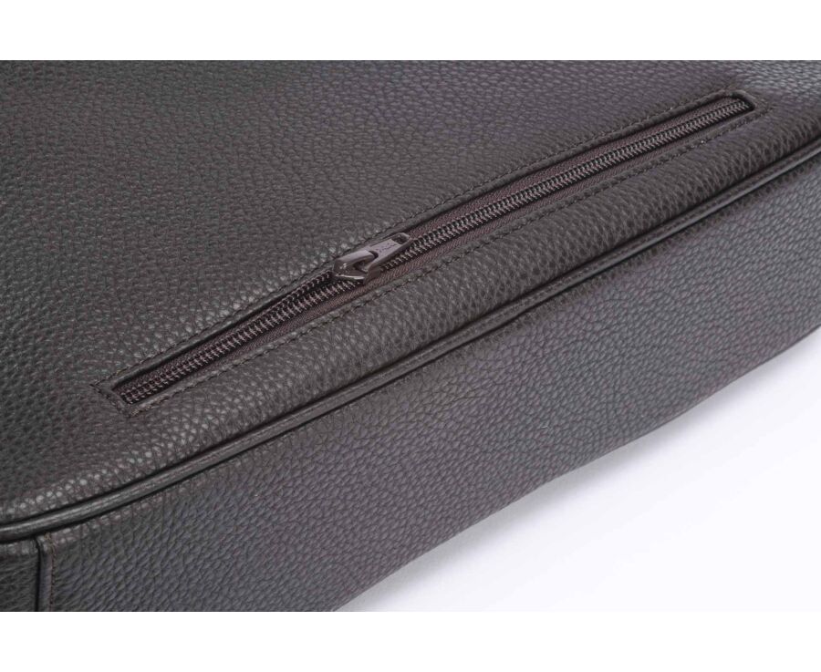 Chocolate Grained Men's leather satchel with shoulder strap - KARLINGTON