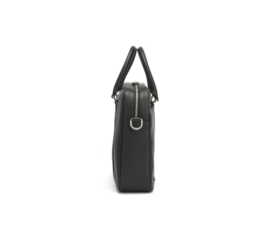 Black Grained Men's leather satchel with shoulder strap - KARLINGTON