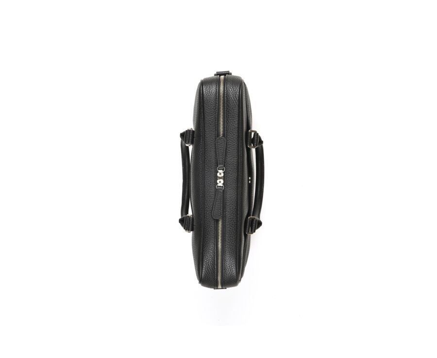 Black Grained Men's leather satchel with shoulder strap - KARLINGTON