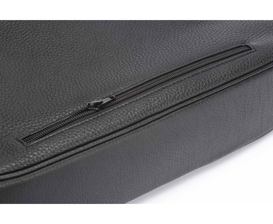 Black Grained Men's leather satchel with shoulder strap - KARLINGTON