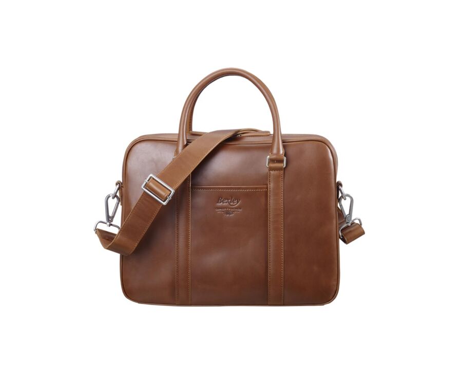 Gold Black Men's leather satchel with shoulder strap - KARLINGTON