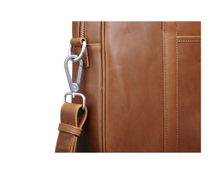 Gold Black Men's leather satchel with shoulder strap - KARLINGTON