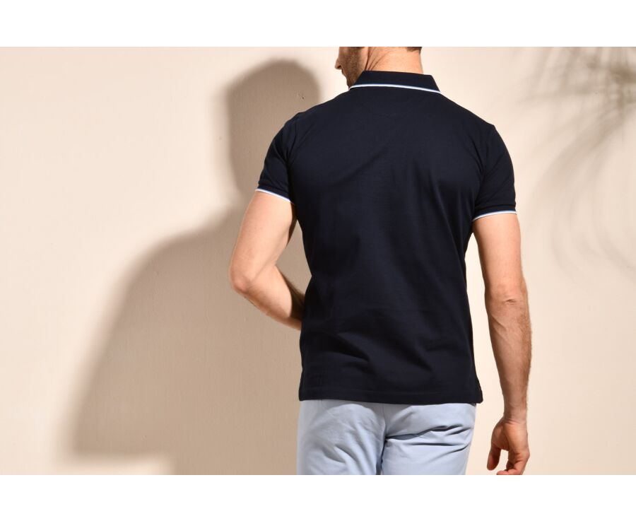 Navy and White Men's polo shirt - ALBERN